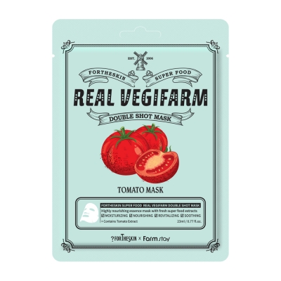 Питательная отбеливающая маска для лица с экстрактом томата FORTHESKIN Super Food Real Vegifarm Double Shot Mask Tomato